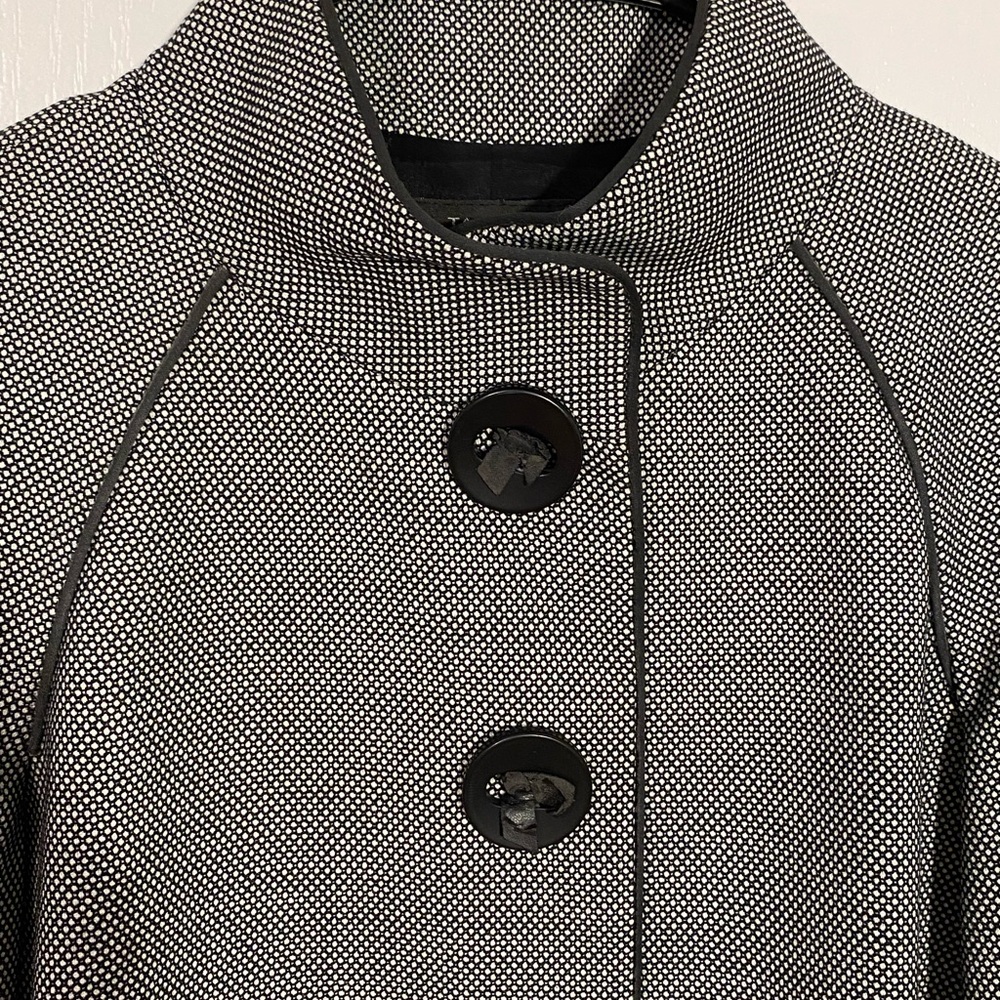 NWT Tahari ASL Cropped Swing Jacket Black White Micro Dot Size 2 - Picture 3 of 7